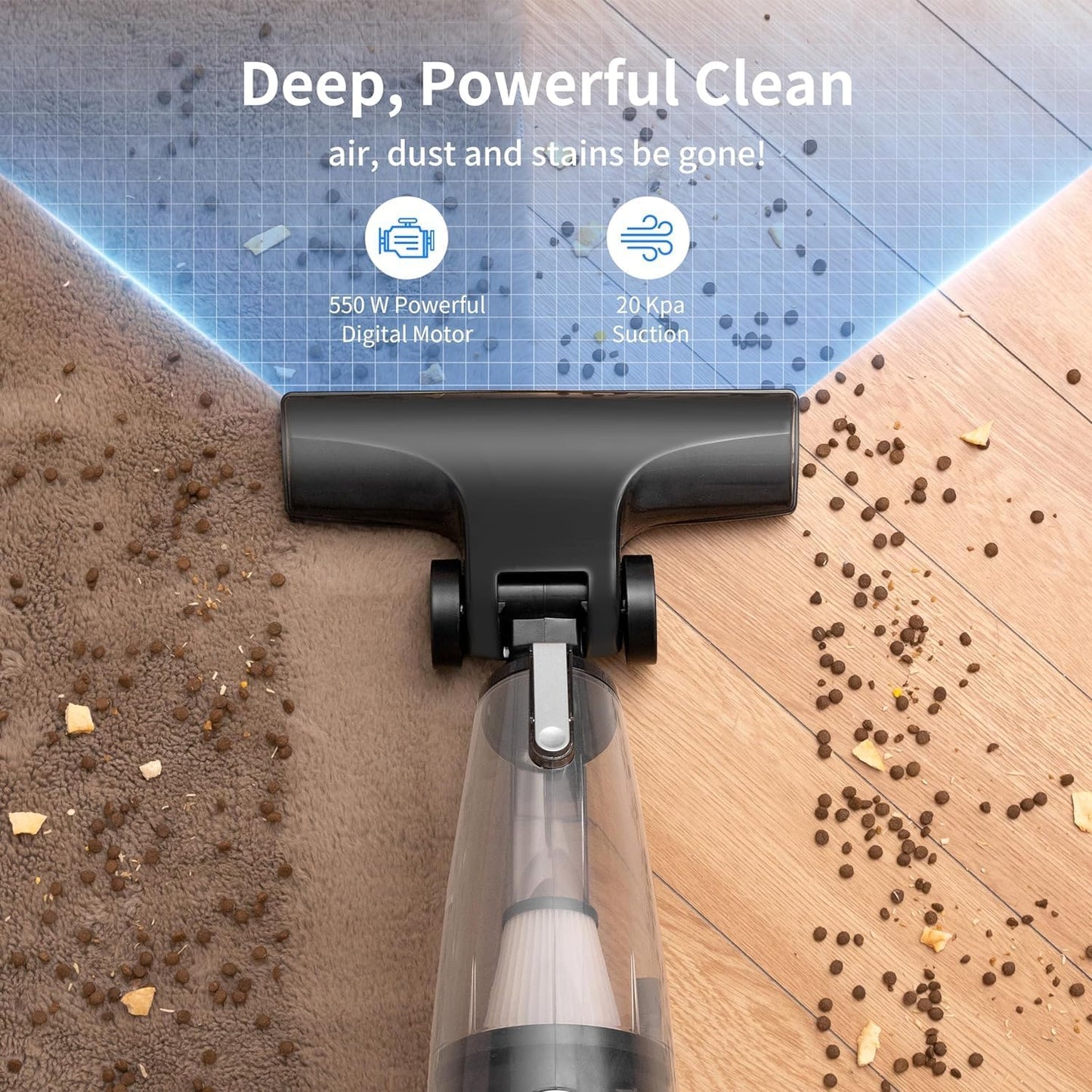 Skiennix Corded Stick Vacuum Cleaner - Powerful Suction for Pet Hair on Carpet, Tile & Hard Floors