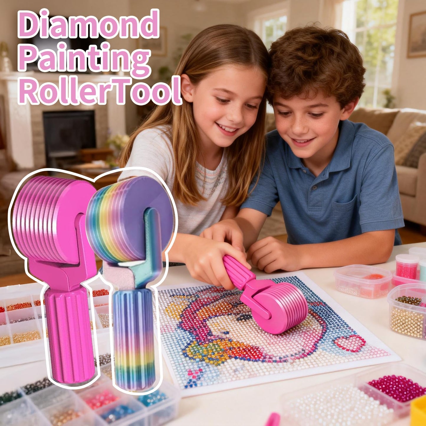 Upgraded Diamond Painting Roller Tool & Straightener, Detachable Diamond Art Roller for Smooth Pressing, 5D Gem Art Accessories and Crafting Supplies for Canvas Flattening, Dazzling
