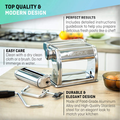 Manual Pasta Maker with Dryer - Multi-Pasta Stainless Steel Italian Flat Dough Machine with Adjustable Setting, Sharp Cutter, and Hand Crank - Fresh Homemade Noodles, Spaghetti, Lasagne | By VeoHome…