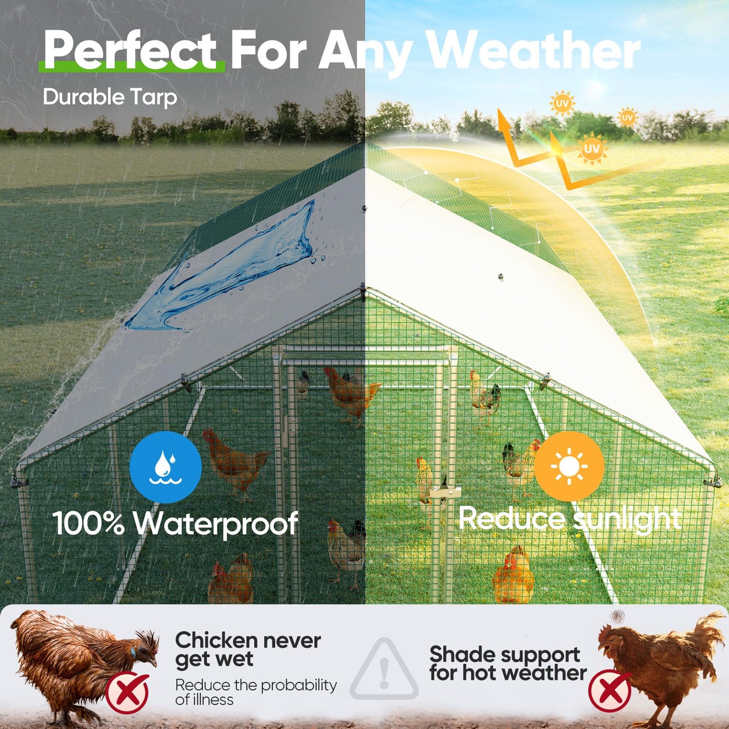 Quictent Advanced Series 18x9 ft Metal Chicken Coop Run with Climbing Ladder, Large Walk-in Outdoor Poultry Cage Heavy Duty Predator Proof Hen Duck Rabbit Farm Pen House, Waterproof Anti-UV Cover