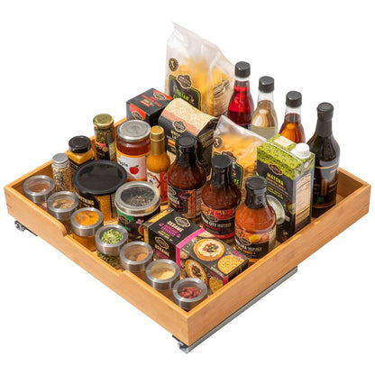 HOLDN’ STORAGE Bamboo Wooden Pull out Cabinet Organizer 26"W x 21"D Requires At Least a 27.25"W x 21"D Cabinet Opening W/Lifetime Limited Warranty, Bamboo Tray and Heavy Gauge Metal Rails