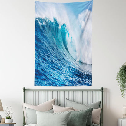 Lunarable Ocean Tapestry King Size, Sea Storm with Swirling Wave Print, Wall Hanging Bed Cover