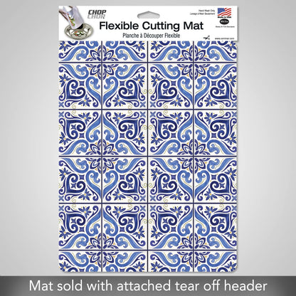 Cut N' Funnel Shades of Blue Designer Flexible Plastic Cutting Board Mat, 15" x 11.5", Easy to Clean, Made in the USA