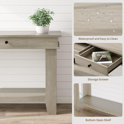 Garvee 54-Inch Long Console Table with Drawers, Wooden Rectangular Entryway Table w/Open Storage Shelf, Sofa Table Behind Couch, Farmhouse Entry Foyer Table for Entryway, Hallway, Living Room