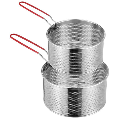 2 Packs Pasta Strainer with Removable Handle Stainless Steel Spaghetti Noodle Strainer Deep-Frying Food Filter Basket Pasta Mesh Drainer for Home Restaurant Washing Draining Boiling Steaming