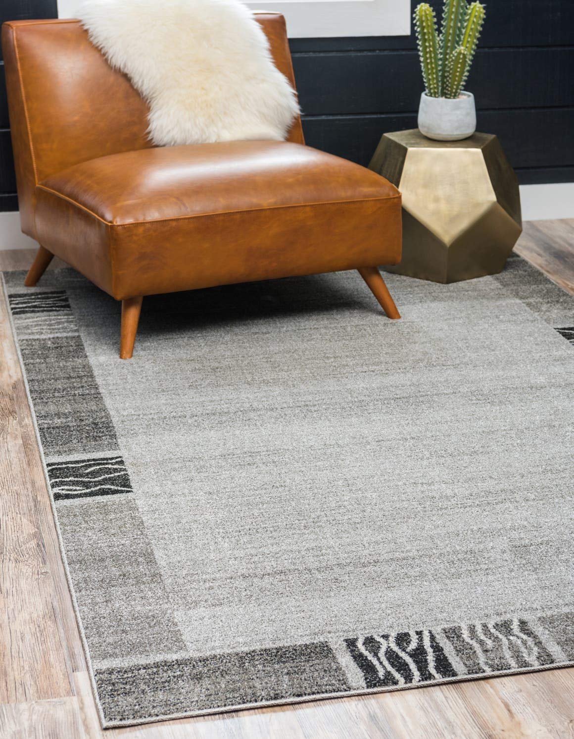 Unique Loom Del Mar Collection Area Rug - Sarah (10' x 13' Rectangle, Light Gray/ Gray)