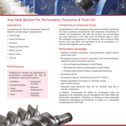 Food Grade 6000 Hour Rotary Screw Air Compressor Lubricating Oil - CompressedAirUSA - XL - Extended Life Oils (1 Gallon)