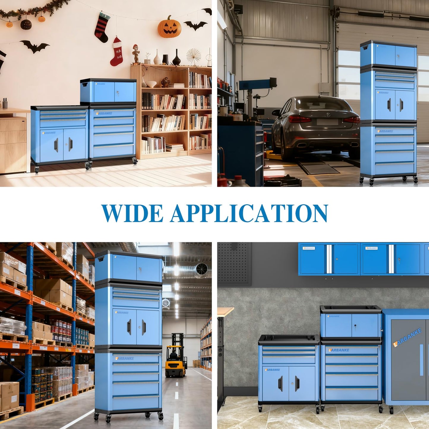 LARBANKE 8 Drawer Rolling Tool Chest with Locks&360° Wheels,Tool Cabinet with Multifunctional Countertop,Tool Chest with Connection Rods,Can Be Used as 3 Individual Units or Combine a Large One