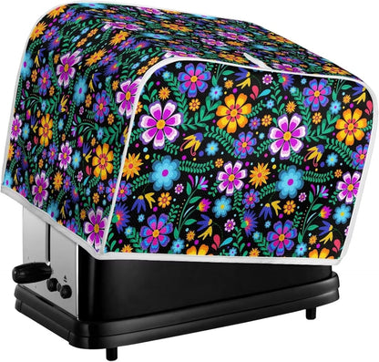 Floral 2 Slice Toaster Covers, Anti-Sputtering Dust Cover, Small Washable Kitchen Appliance Protector