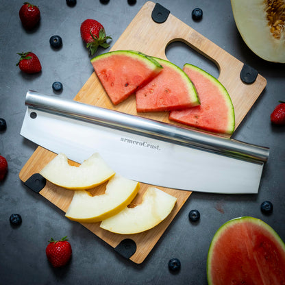 armeroCrust 13.8 Inch Pizza Cutter Rocker Blade - Easy Slicing - Premium Finish Pizza Slicer with Time Saving Pizza Cutter Rocker Design