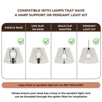 Onhomes Wicker Seagrass Lamp Shade, Rustic Farmhouse Bell Lampshade Replacement for Table and Floor Lamps, Rattan Pendant Light Cover for Living Room, Bedroom, Kitchen Decor