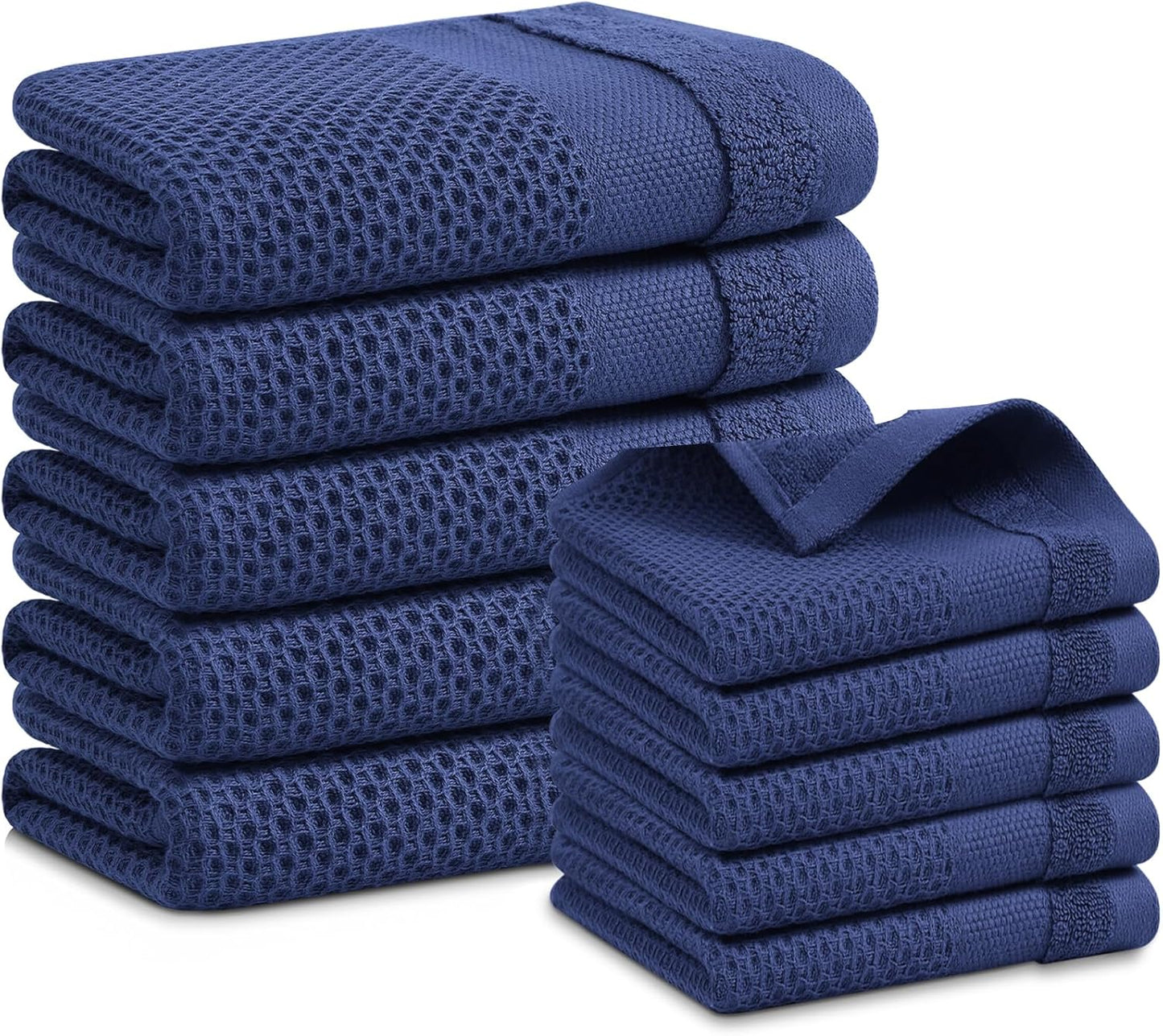 Set, 12 12 13 28 Inches, Set 10 100% Homaxy Kitchen Towels and Dishcloths x and x of Cotton Waffle Weave Kitchen