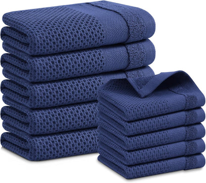 Set, 12 12 13 28 Inches, Set 10 100% Homaxy Kitchen Towels and Dishcloths x and x of Cotton Waffle Weave Kitchen