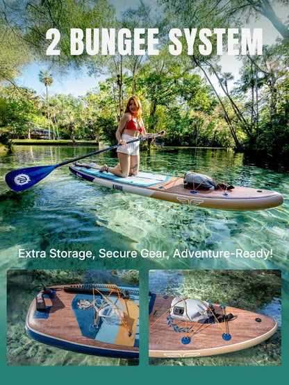 Niphean (Extra Large) Inflatable Paddle Board, SUP for 2+1 People/Family 500lbs Capacity Stand Up Paddle Board with SUP Accessories, StabilTrac Fin Non-Slip Paddleboard for Adults-Sky Blue