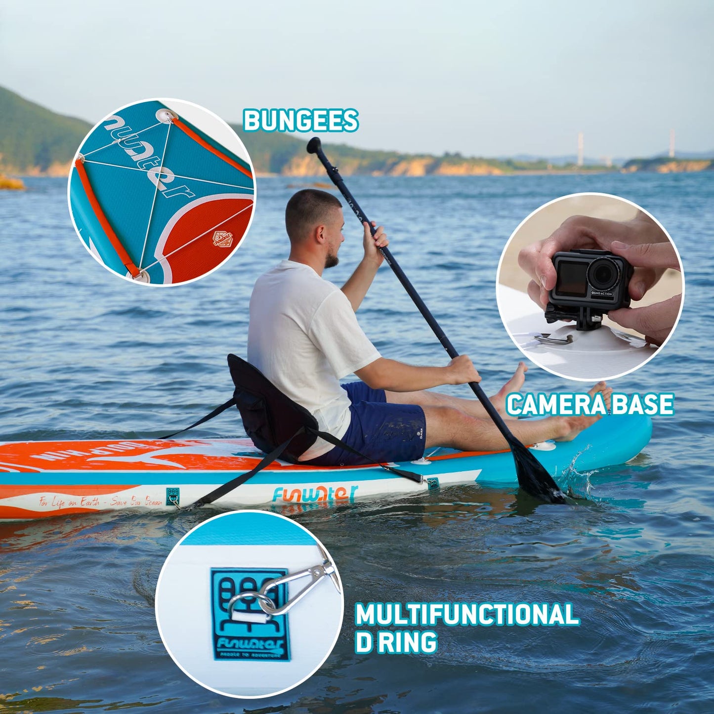 FunWater Inflatable Stand Up Paddle Boards Ultra-Light SUP Wide Stable Design Non-Slip Comfort Deck for Youth & Adults with Premium SUP Board Paddle Accessories