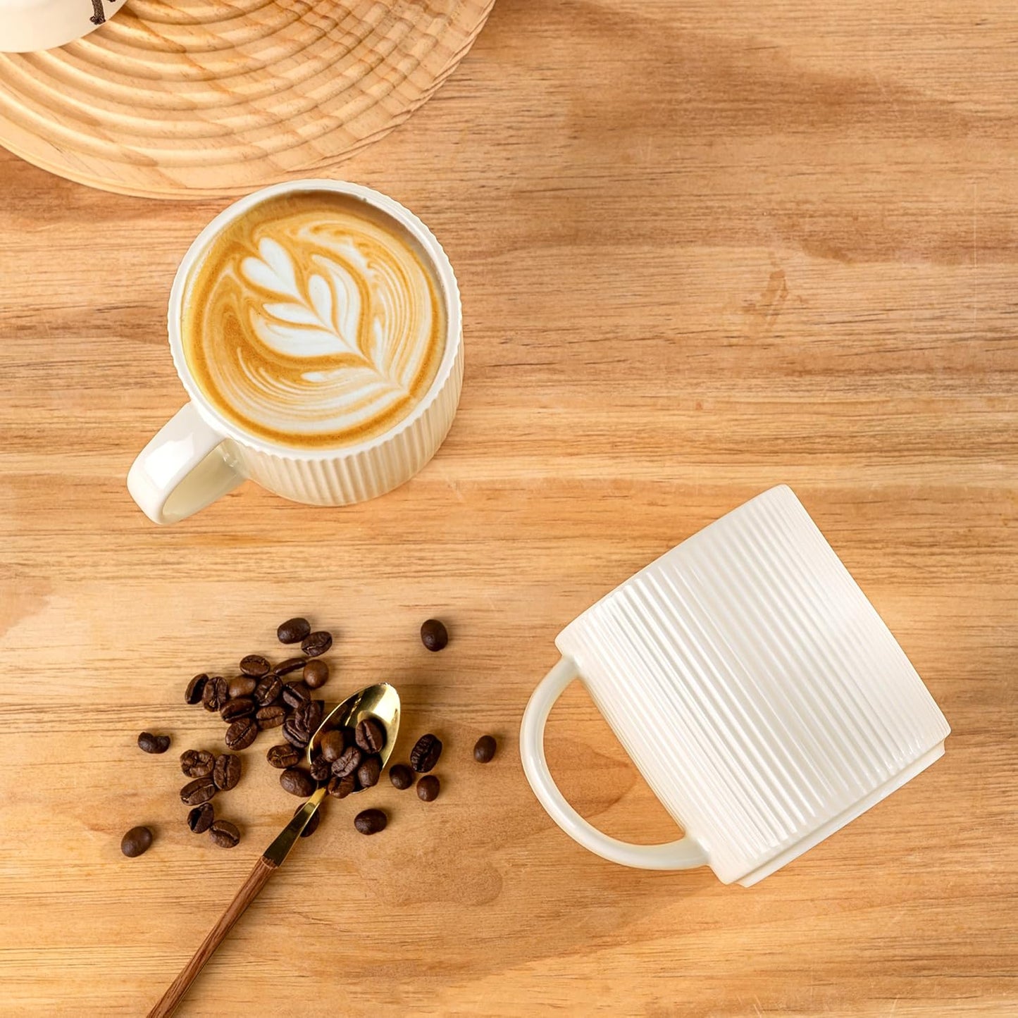 Set 6, 14.2oz theterra Ceramic Coffee Mugs of Handmade Coffee Cups with Handle for Latte, Tea, Milk, Beer, Hot Cocoa