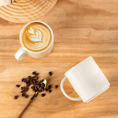 Set 6, 14.2oz theterra Ceramic Coffee Mugs of Handmade Coffee Cups with Handle for Latte, Tea, Milk, Beer, Hot Cocoa