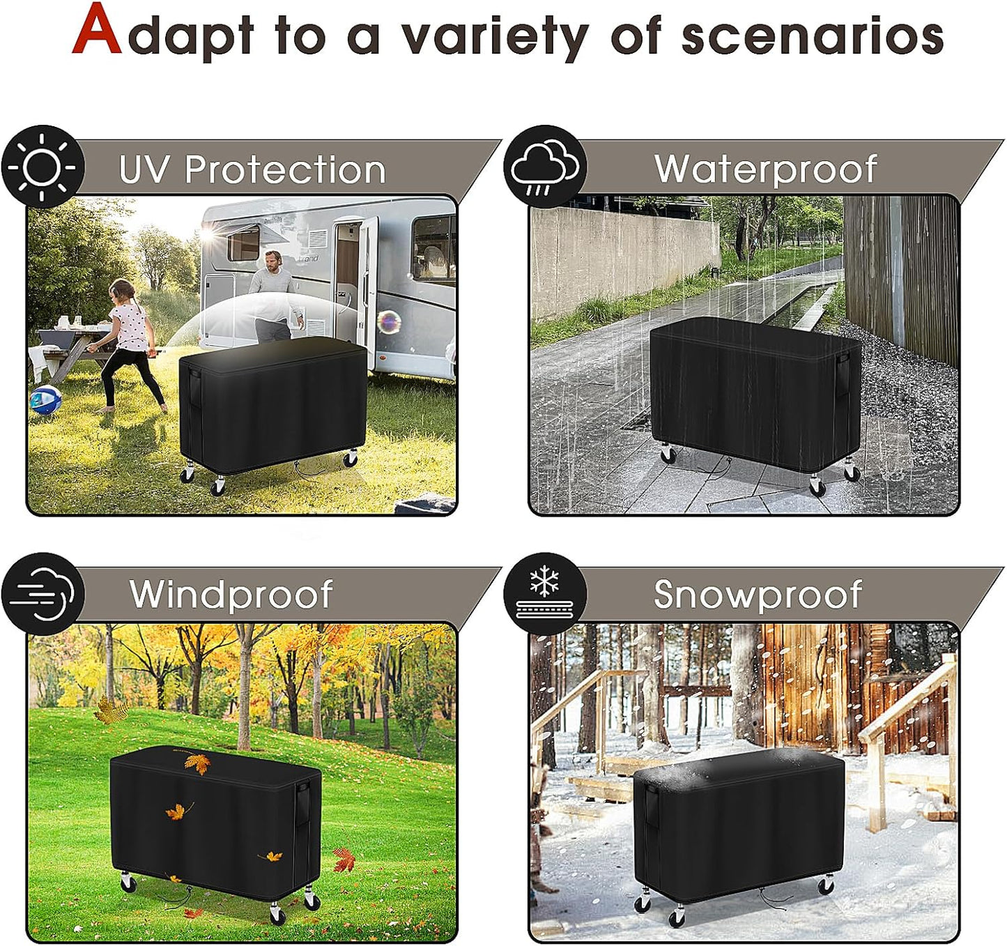 550 lbs 2 36"Lx18"Wx29"H, Outdoor Cart Cover for ELAFROS Tier Plastic Utility Cart, Waterproof Service Cart Covers