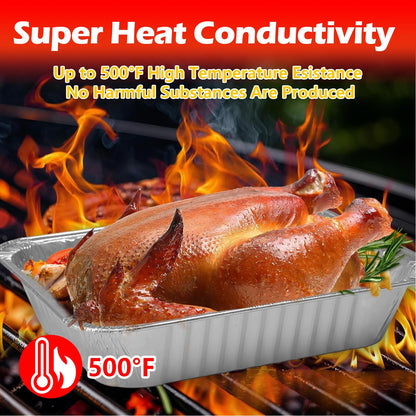 MAXTBEE 9x13 Aluminum Foil Pans with Lid, 10 Pack Disposable Trays Half Size Heavy Duty Tin Pans Deep Food Containers For Cooking, Meal Prep, Baking, Roasting, Chafing, Heating or Steam Table