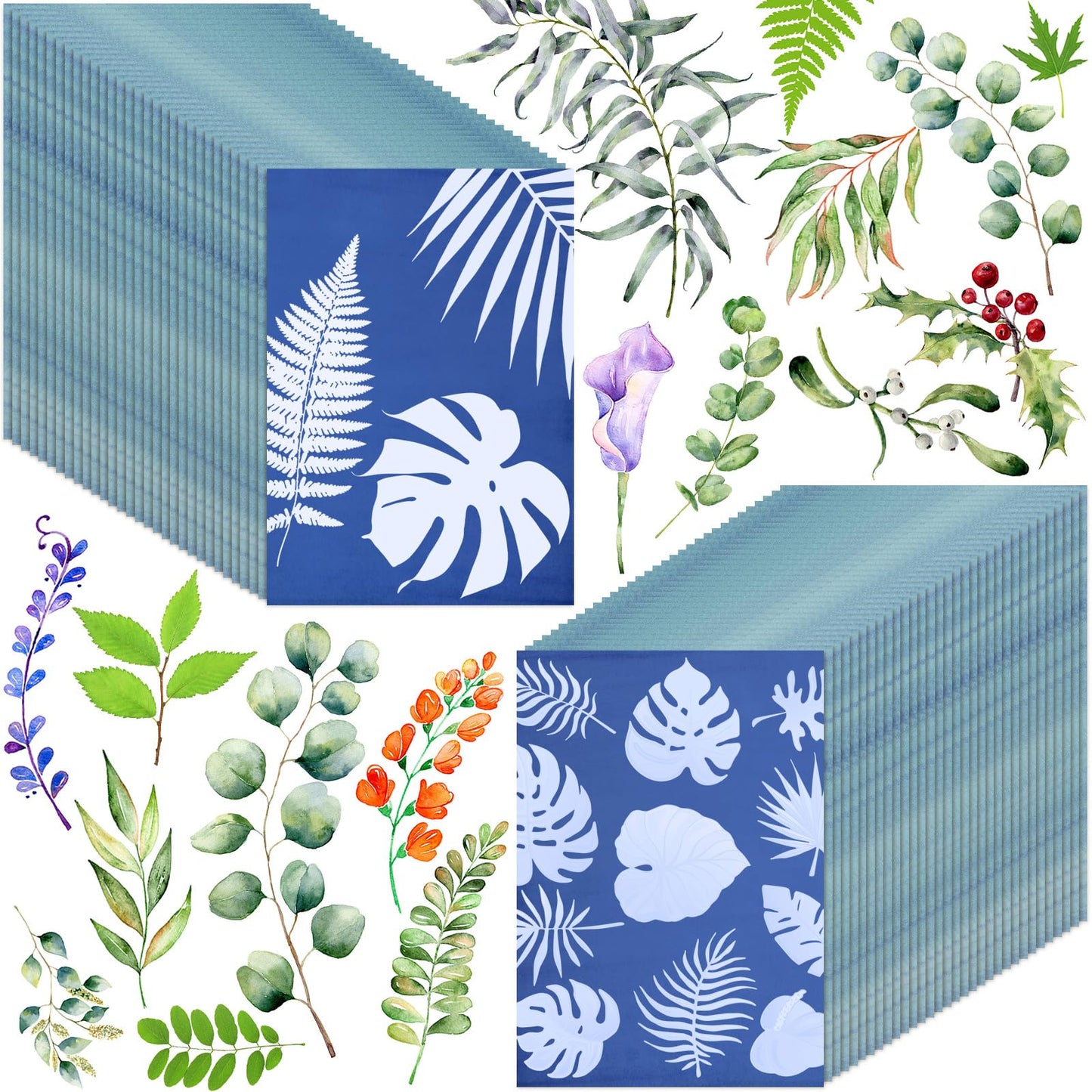 Engrowtic 240 Sheets Sun Print Paper Kit Cyanotype Paper Set High Sensitive White Solar Activated Nature Sun Printing Drawing Kit for Adults Crafts DIY Project