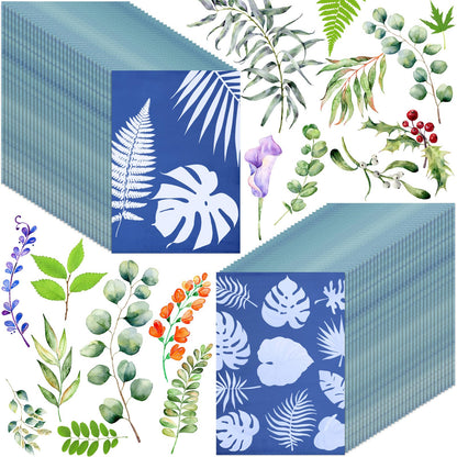Engrowtic 120 Sheets Sun Print Paper Kit Cyanotype Paper Set High Sensitive White Solar Activated Nature Sun Printing Drawing Kit for Adults Crafts DIY Project