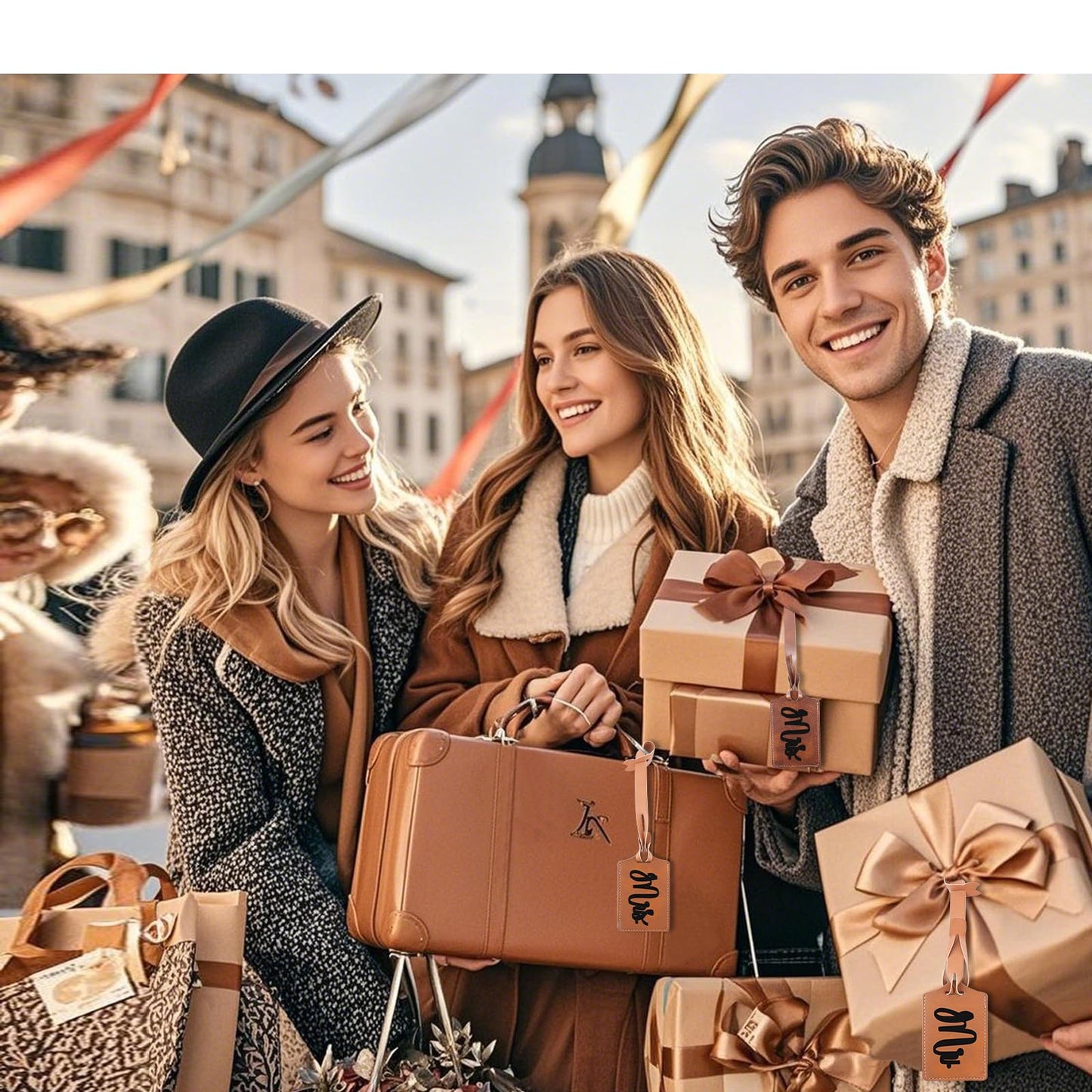 iFForce 30 Sets Laser Engraving Material - Ideal Laserable Engravable Leatherette Team Gift Group Keepsake - Personalized Lasable Khaki & Brown Faux PU Leather Name ID Number for Bag Backpack Badge