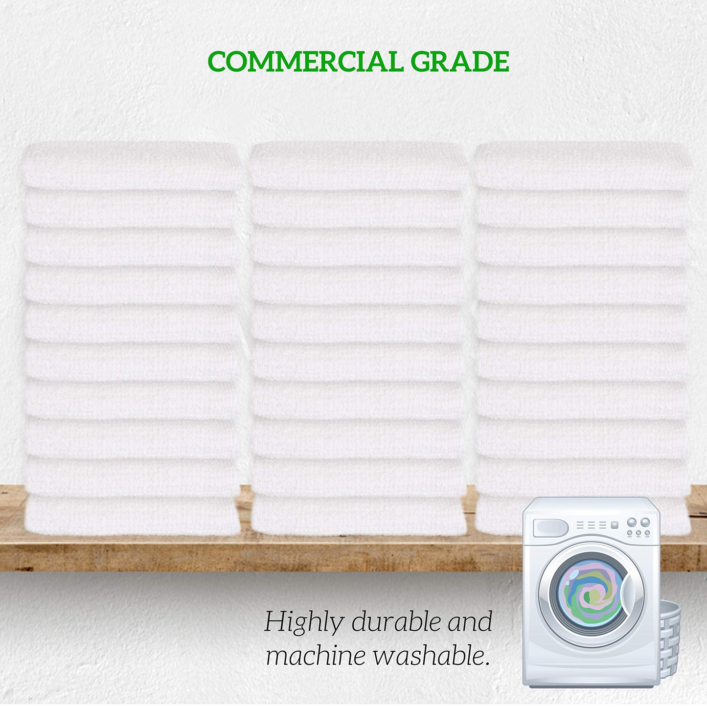 GREEN LIFESTYLE 60-Pack Cotton Wash Cloths – 14"x17" Absorbent Cleaning Rags for Housekeeping, Kitchen Towels, Bar Mop Towels, Durable Terry Cloth Rags, Premium Quality Multipurpose Washcloths