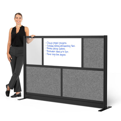 Workflow Modular Wall | Room Divider with Whiteboard, Sound-Dampening, & Frosted Acrylic Panels | Expandable Office Partition for Privacy & Productivity (70" x 48")
