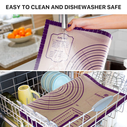Baking Mat, 26" x 16" Silicone Extra Large Non Stick Baking Sheet Mat with Measurement Non-slip Dough Rolling Mat,Reusable Food Grade Silicone Counter Mat for Making Cookies,Macarons,Bread and Pastry