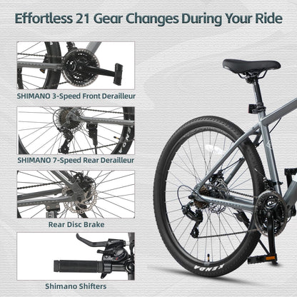 AVASTA 27.5-inch Mountain Bike for Man Male and Woman Female Adult with Lightweight Aluminum Alloy Frame and Dual Disc Brakes,Front Suspension,21-Speed Gear Shifters,Hidden Brake Cables,Golden