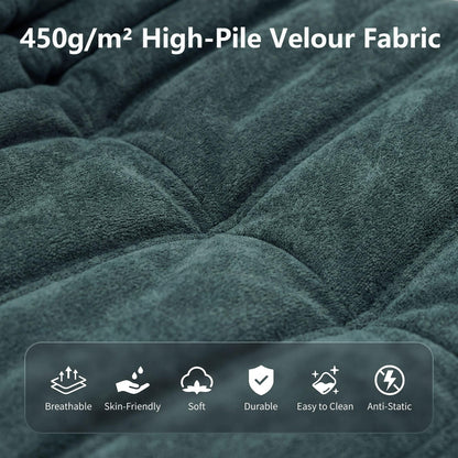 Bean Bag Loveseat for Adults, 51.18" Double Floor Lounge Sofa with Reinforced Armrests, 30D High-Density Foam Support, Premium 450G Velvet Soft Seating for Living Room & Bedroom, Dark Green