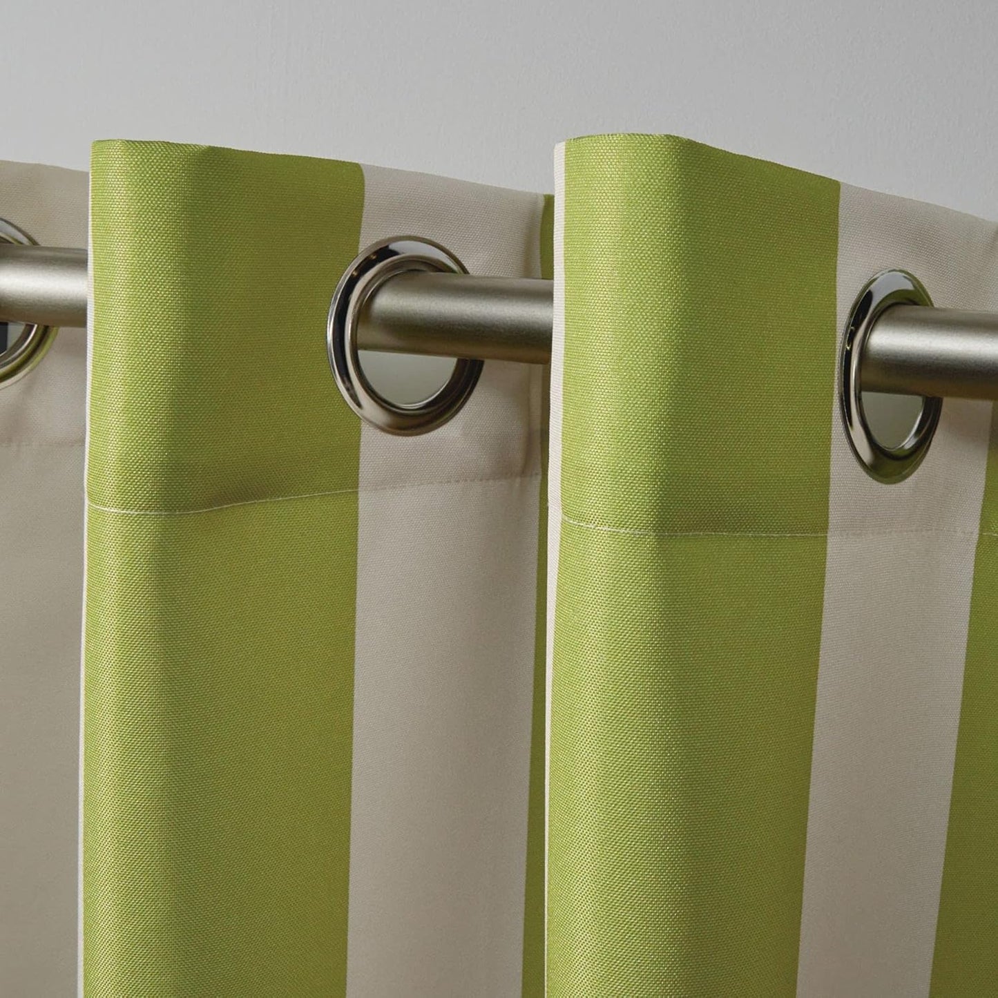 Exclusive Home Canopy Stripe Grommet Top Curtain Panel - 54"x108", Kiwi/Sand, Set of 2