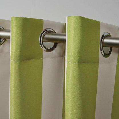 Exclusive Home Canopy Stripe Grommet Top Curtain Panel - 54"x108", Kiwi/Sand, Set of 2