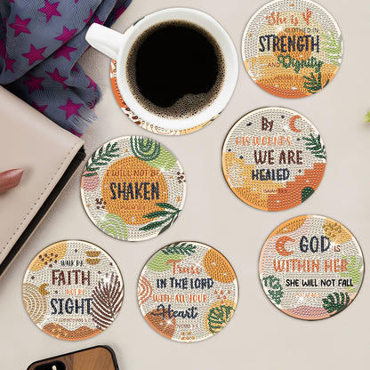 Christian Diamond Art Coasters - 8 Pcs Religious Diamond Painting Coasters Kit for Adult, Bohemian 3D Rhinestone Gem Art DIY Craft Kit for Women