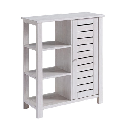 HOMES: Inside + Out Maifan Farmhouse 6-Shelf Wood 28 in. Shoes Cabinet for Living Room, Entryway, White Oak