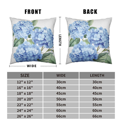 Kwlegh Blue Hydrangea Pillow Covers 18x18 Set of 2 Spring Summer Decorative Pillow Covers Flower Throw Pillow Case Square Cotton Linen Cushion Case for Outdoor Living Room Couch Sofa