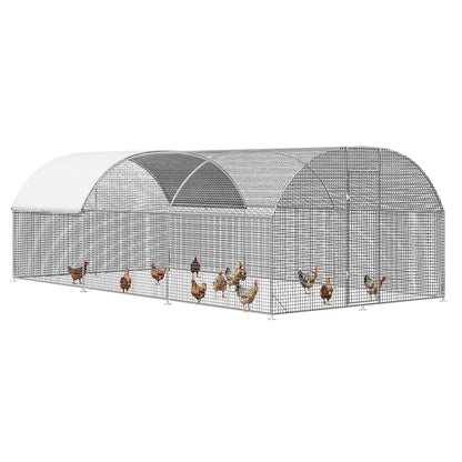 LEVELEVE Large Walk-in Chicken Coop with Chicken Run, Galvanized Poultry Enclosure with Waterproof Anti-UV Cover and Security Lock, Ideal for Rabbit, Duck, Backyard and Farm Yard, 19.7'x 9.8'x 6.6'