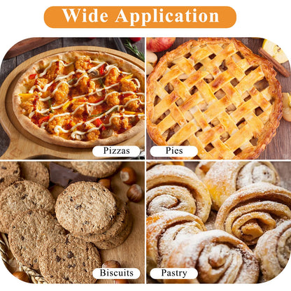 Elesunory 3pcs Pizza Tool Set, Include Pizza Docker, Pizza Dough Roller and Silicone Baking Mat, Dough Docker, Non Slip Baking Mat, Wooden Rolling Pin for Pizza, Cookie, Pie, Pastry, Bread