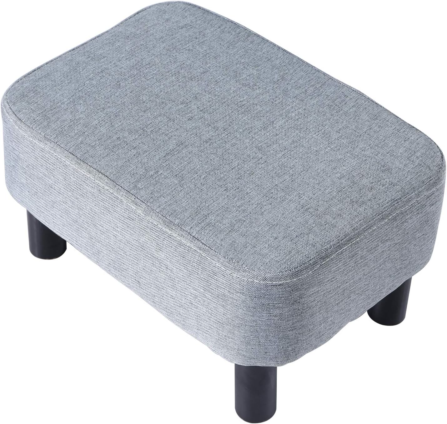 16.54" RF-BD214-D IBUYKE Small Footstool Linen Fabric Pouf Ottoman Footrest Modern Home Bedroom Rectangular Stool
