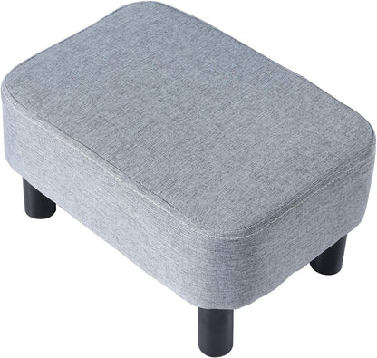 16.54" RF-BD214-D IBUYKE Small Footstool Linen Fabric Pouf Ottoman Footrest Modern Home Bedroom Rectangular Stool