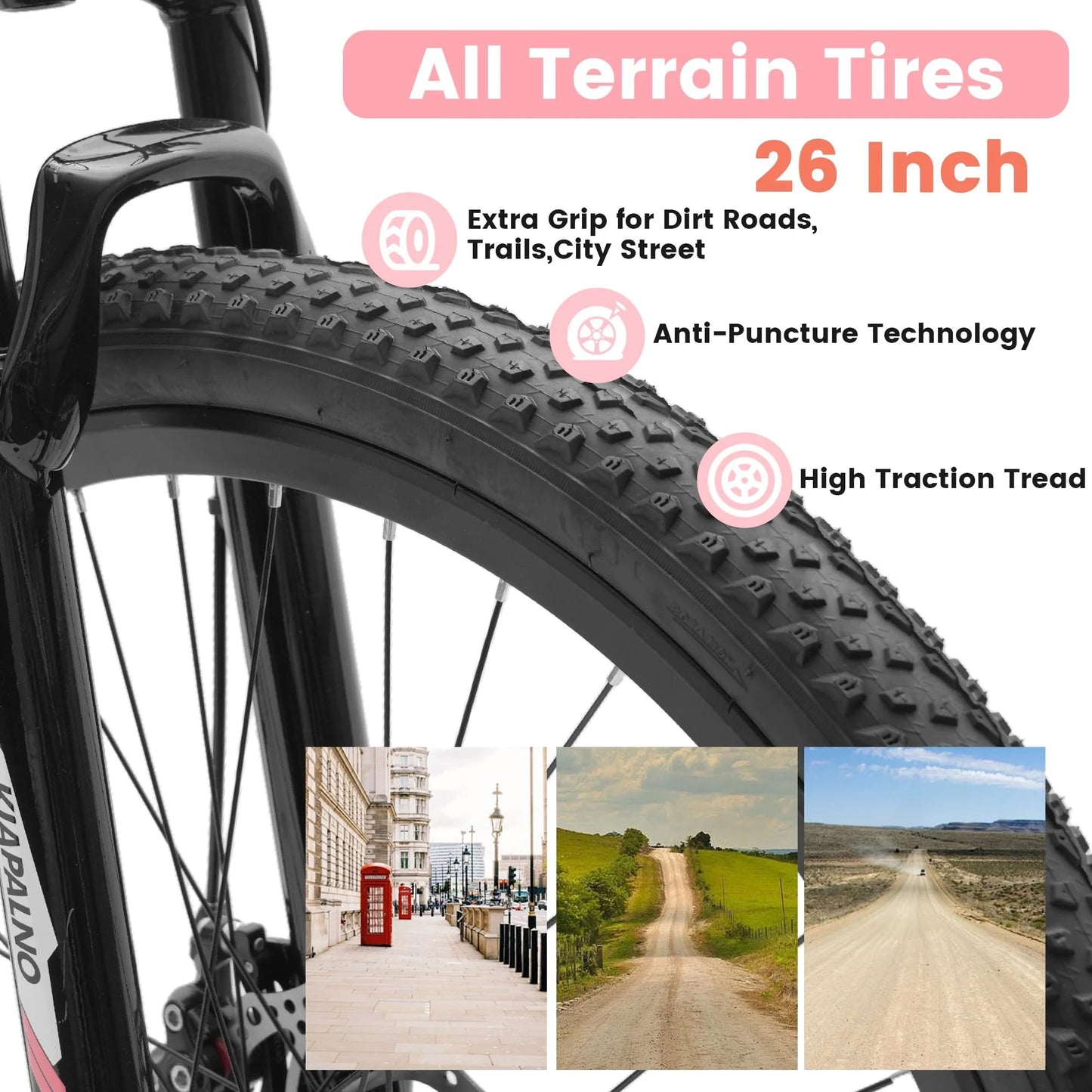 Ecarpat Women's Mountain Bike 24/26 Inch Wheels, 21-Speed Trail Commuter City Mountain Bikes, 15"/17" Carbon Steel Frame Female Bicycles Disc Brakes Front Fork, Pink