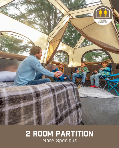 FanttikOutdoor Zeta C8 Pro Max Instant Cabin Tent 8 Person Camping Tent Setup in 60 Seconds with Rainfly & Windproof Portable with Carry Bag for Family Camping & Hiking, Upgraded Ventilation, Khaki