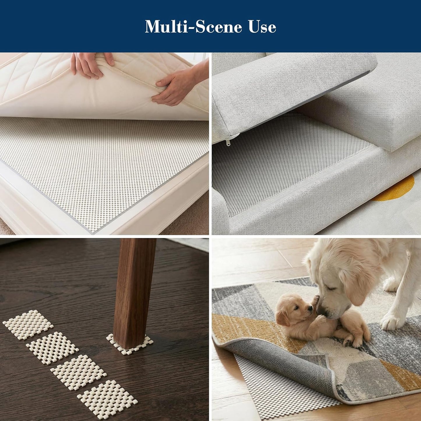 Veken Rug Gripper Pad - Thick Non-Slip Area Rug Pads for Hardwood & Tile Floors | 2x3 Ft Anti-Skid Mat