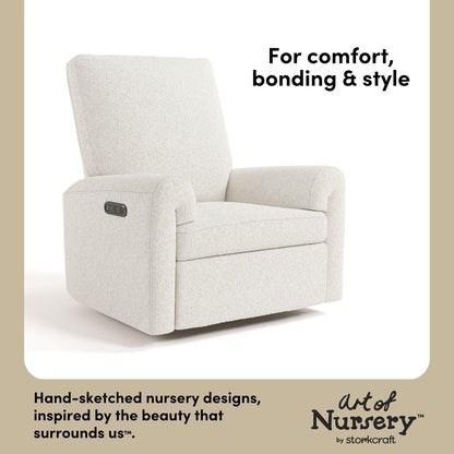 Storkcraft Sorrento Deluxe Power Recliner Swivel Glider – Premium Electronic Nursery Rocking Chair, Oeko-TEX 100 Certified, Includes Dual-USB Charging Port with USB-A & USB-C (Ivory Boucle)