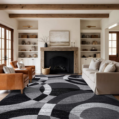 Rugshop Contemporary Abstract Circles Perfect for high Traffic Areas of Your Living Room,Bedroom,Home Office,Kitchen Area Rug 10' x 14' Gray