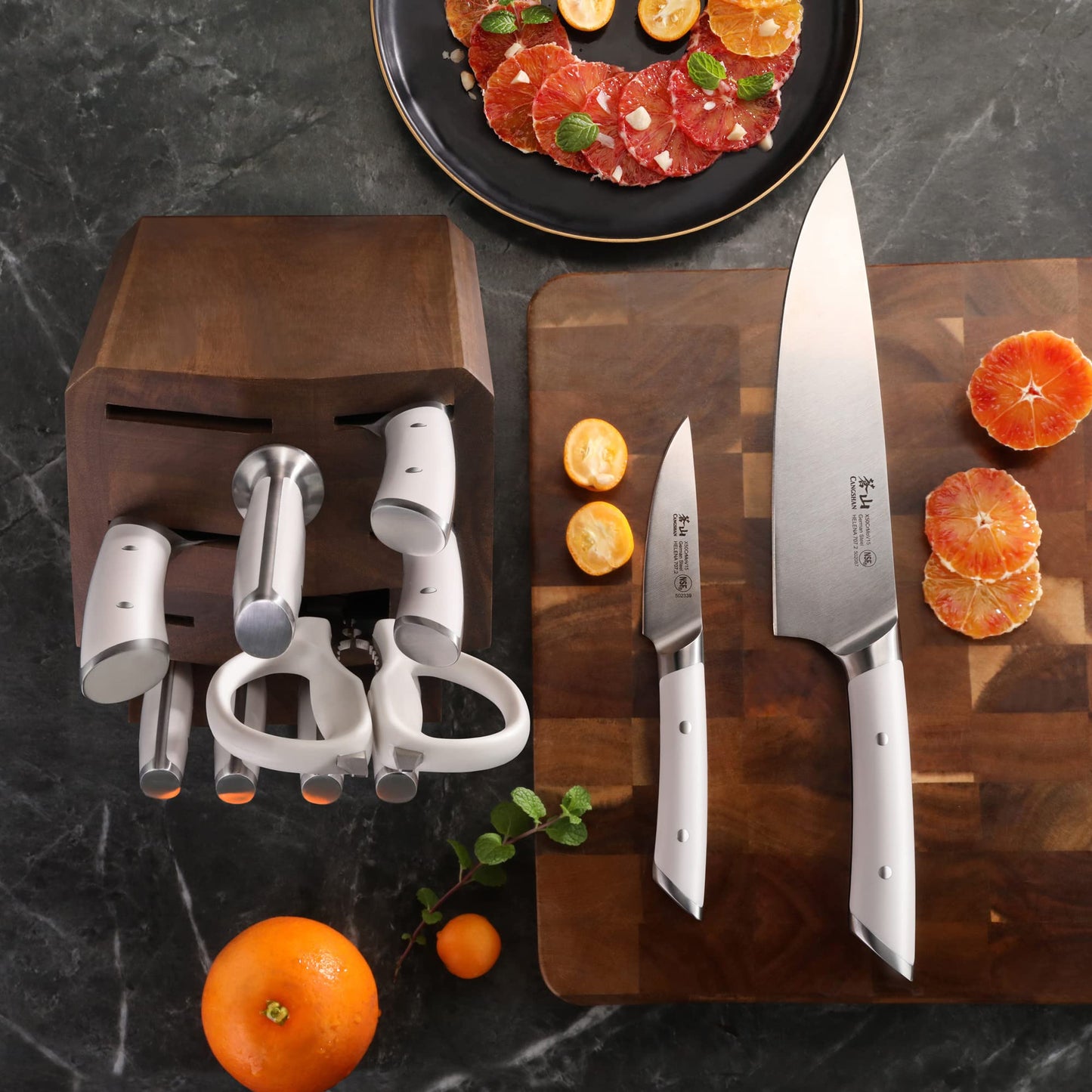 Cangshan HELENA Series German Steel Forged Knife Block Set (12-Piece, White), Oprah's Favorite Things 2023