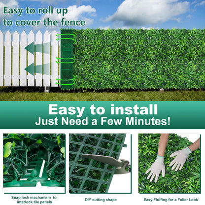 Yangrass Greenery Grass Wall Panels, 40"x120" (33.33 sqft) Artificial Outdoor Ivy Privacy Fence Screen, UV-Anti Faux Boxwood Roll Grass Wall Panels for Garden Patio Balcony Decor