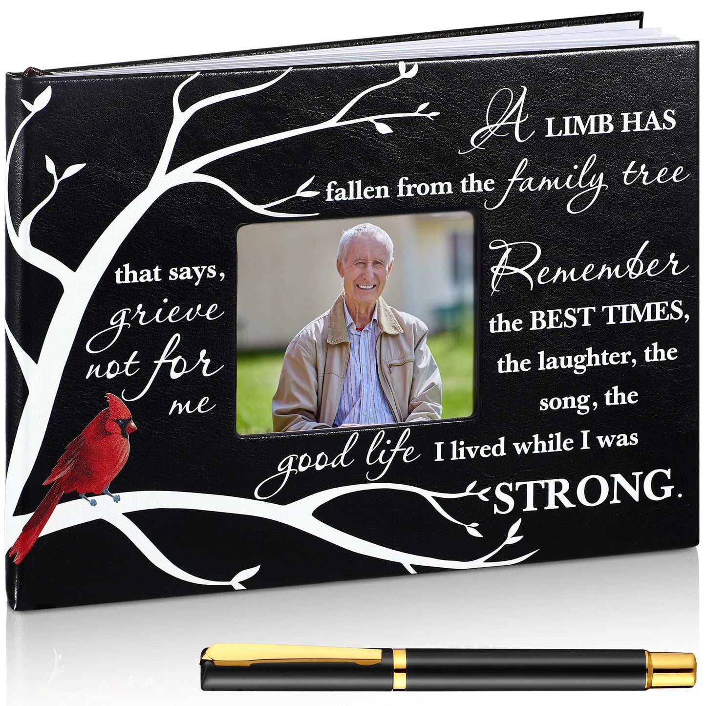 Yingzhao Memorial Funeral Guest Book with Pen 144 Pages Cardinal Funeral Guest Sign in Book for Memorial Service Celebration of Life Party Supplies in Loving Memory(Vivid Style)