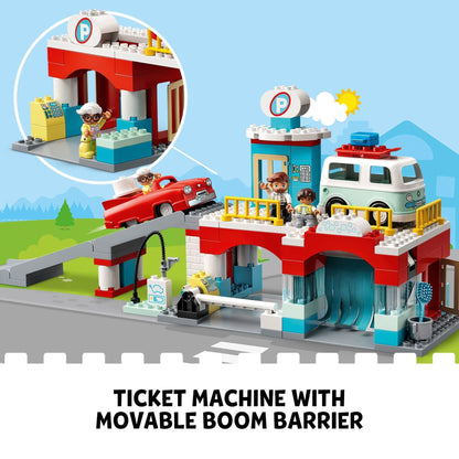 LEGO DUPLO Parking Garage and Car Wash Set 10948, Learning Toy for Toddlers with Garage, Gas Station & Toy Cars, Gifts for 2 Plus Year Old Boys & Girls