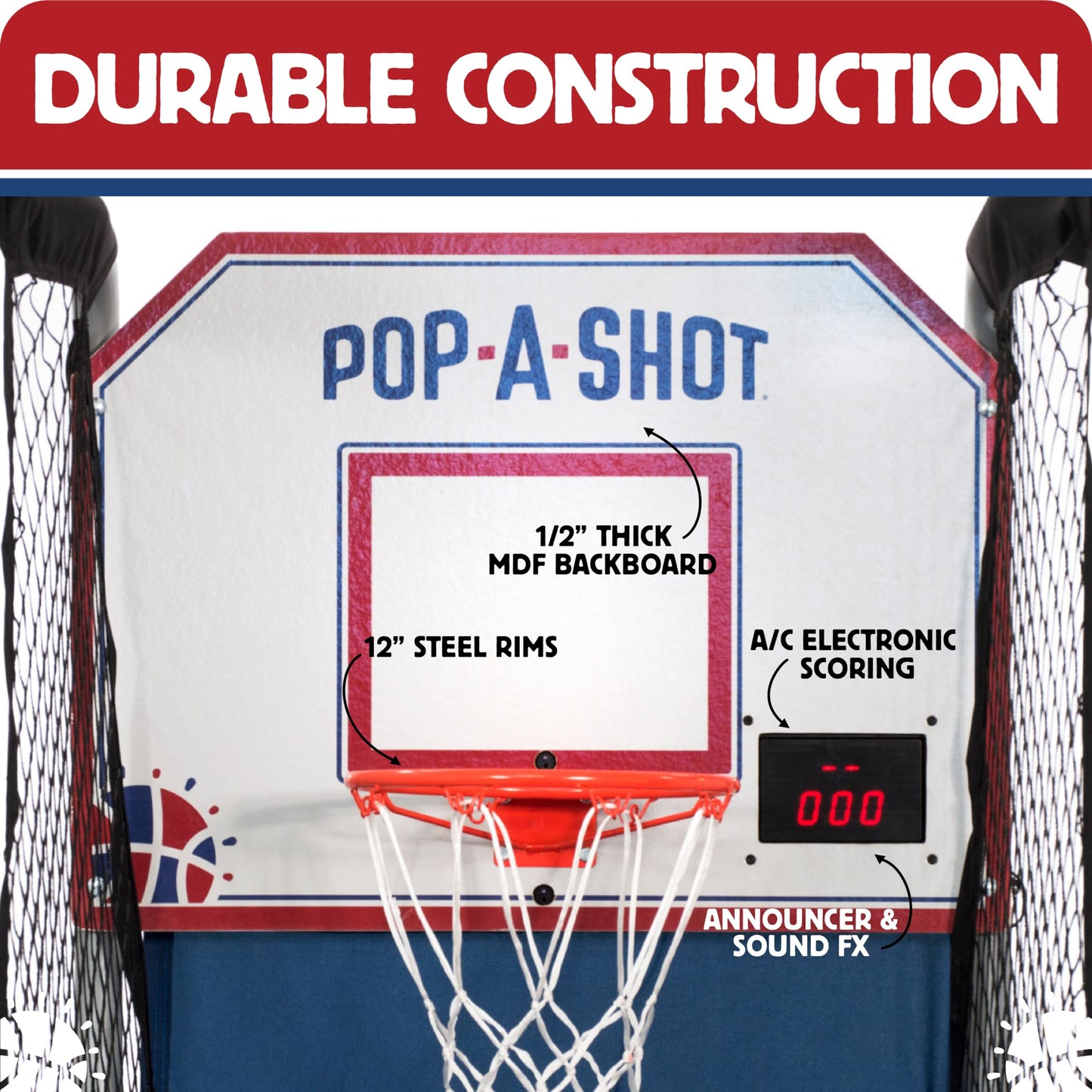 Pop-A-Shot - Home Single Shot | Arcade Basketball Fun at Home | Infrared Sensor Scoring | 6 Game Modes | 4 Balls | Foldable Storage | for All Players